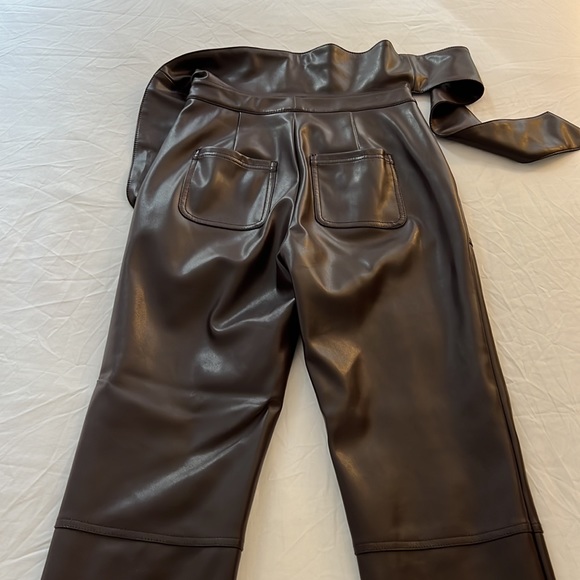 Jonathan Simkhai - Tessa Vegan Leather Tie Waist Pant In Brown - Picture 6 of 10